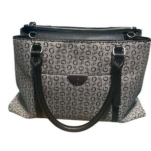 Guess Monogrammed Gray and Black Tote Bag